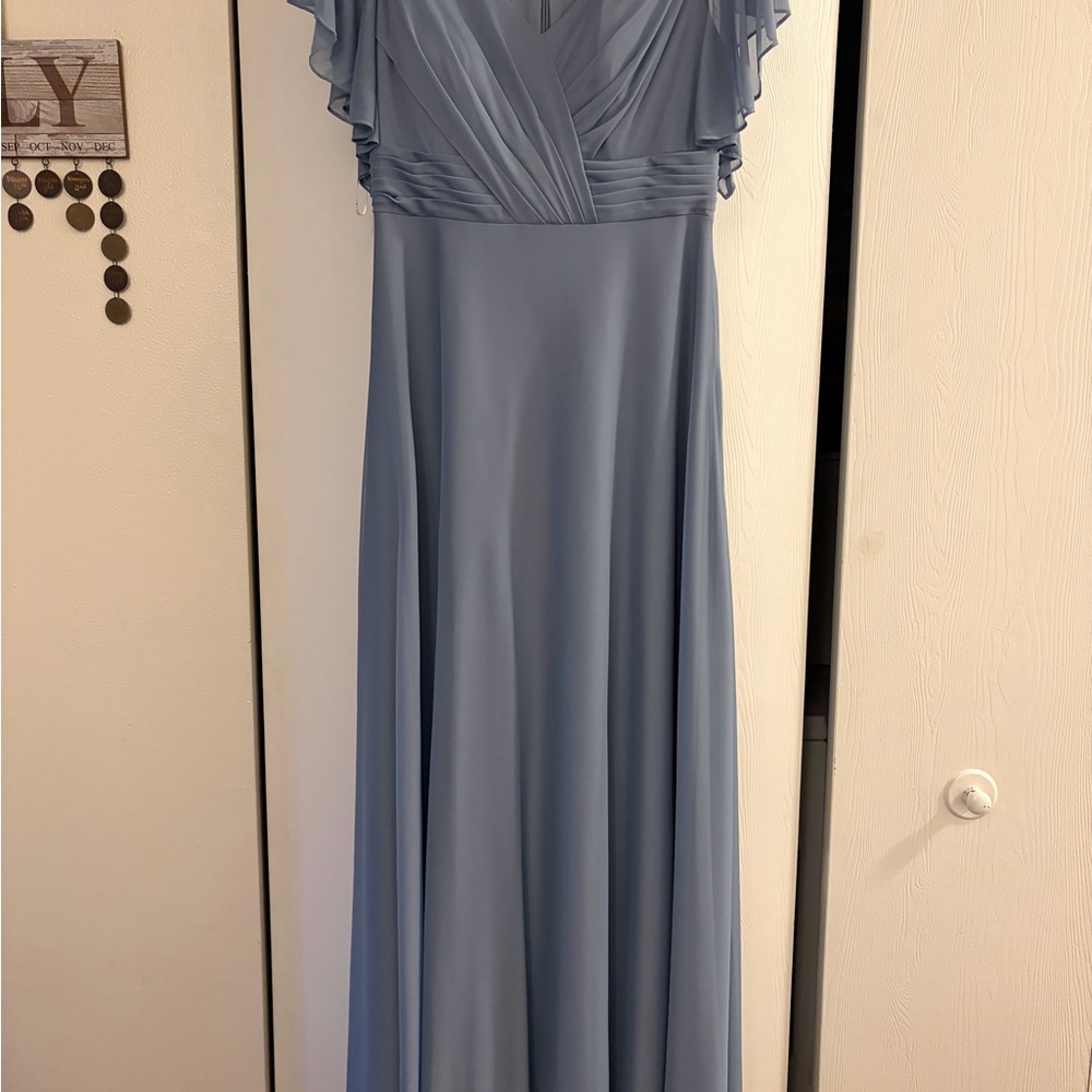 JJs House Dusty Blue Chiffon Dress
